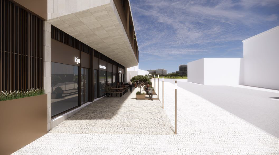 Perspectiva da área comercial do empreendimento na Grande Lisboa